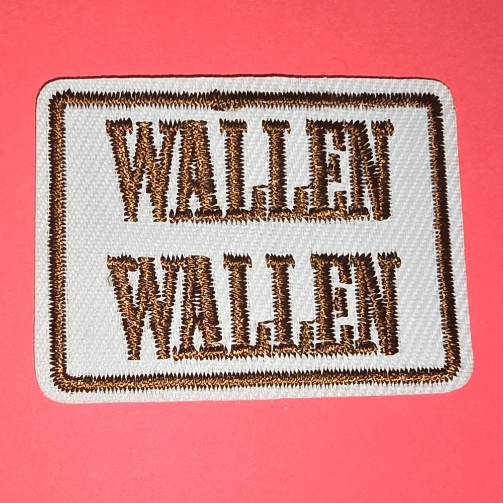 Brown and White Embroidered Iron On Patch NWOT unbranded WALLEN WALLEN